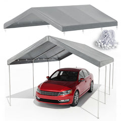 Tapizado front view of gray 10x20 top cover showing full fit and protection