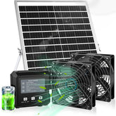 TARKARI front view installed showing dual fans and solar setup for efficient airflow