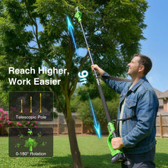 TaskStar telescopic pole extended to 9ft for safe high pruning reach