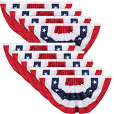 Tatuo front view of bunting flags showing crisp stripes and stars for instant patriotism