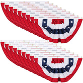 Tatuo front view of bundled American bunting flags showing crisp colors and neat hem, adds patriotic curb appeal