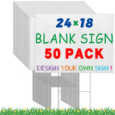Tatuo front view of packaged 50 sign kit showing quantity and white panels
