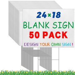 Tatuo front view of packaged 50 sign kit showing quantity and white panels
