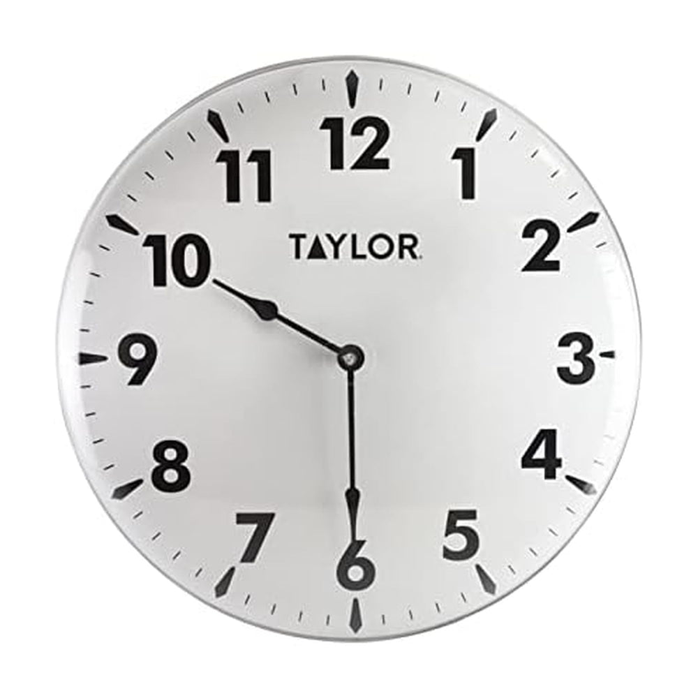 Taylor 18-inch clock front view showing clear time visibility and classic style