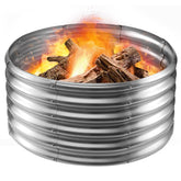 TBMLC 32-inch front view of galvanized steel fire ring showing durable rim