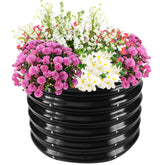 TBMLC front view of black elevated round raised garden bed showing clean design and durability