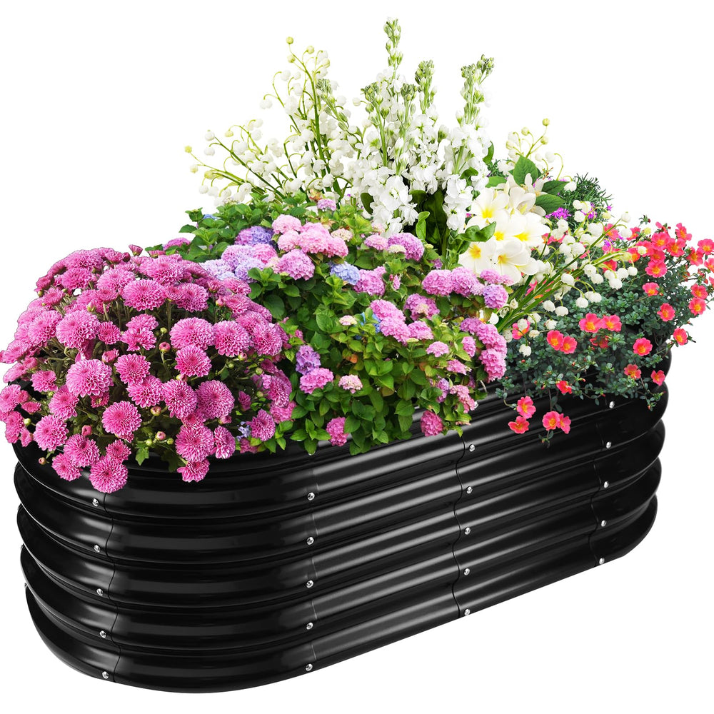 TBMLC front view of oval black planter showing clean lines and durable finish