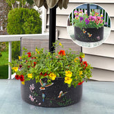 Tbpro front view of assembled umbrella planter showing neat table centerpiece benefit