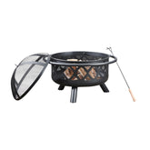 Teamson Home front view of round steel fire pit showing modern design and gathering benefit