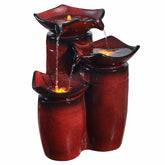 Teamson Home front view of gradient red fountain showing elegant outdoor accent