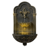 Teamson Home fountain front view showing elegant fleur-de-lis and calming flow