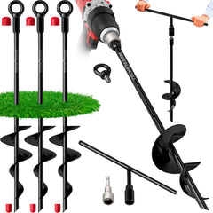 TECH2EACH front view of four 18-inch ground anchors showing kit contents and finish for durability