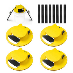 Technohom front view of four yellow trap lids showing easy multi-catch setup and durability