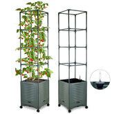 TeCreatio front view of planter showing tall box and healthy tomato support benefit