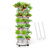 Tectsia front view of full 7-tier planter showing compact vertical planting benefit