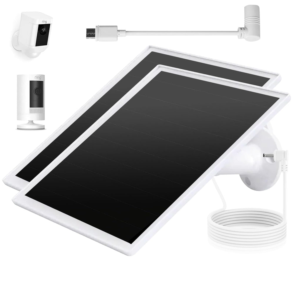 Teczckc front view of solar panel two-pack showing clean mounting and benefit of continuous charging