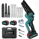 TEEANEES front view of cordless chainsaw showing compact design and grip