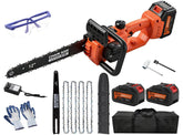 TEEANEES front view of orange chainsaw showing compact design and easy grip benefit