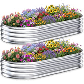 Tegarbed front view of assembled galvanized raised garden bed showing modern finish and stable structure