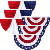 Tegeme pleated bunting front view showing patriotic design and clear colors