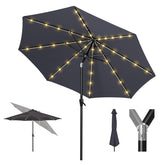 Tempera front view of 9ft umbrella showing full canopy and table shade benefit