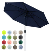 Tempera front view navy canopy providing broad patio shade and stylish protection