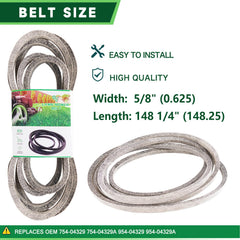 TENGMUJX deck belt laid flat illustrating correct size and reduced slipping