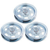 TENGMUJX front view of three-pack idler pulleys showing fit and finish benefit