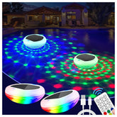TEPENAR front view of four floating pool lights showing colorful illumination and control
