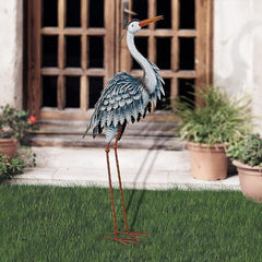 TERESA'S COLLECTIONS side profile of metal heron highlighting graceful silhouette and height