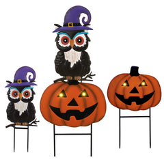 TERESA'S COLLECTIONS front view showing purple jack-o'-lantern stake and autumn appeal