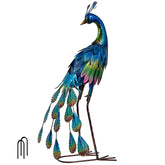 TERESA'S COLLECTIONS front view peacock statue adds colorful focal interest