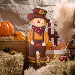 TERESA'S COLLECTIONS scarecrow hung on door, offers welcoming fall decoration