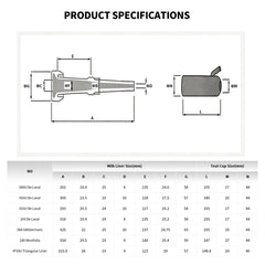 Terizger dimension diagram showing 318mm length for accurate fit