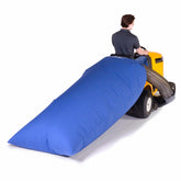 TerraKing front view of the full 54 cu ft blue leaf bag showing capacity benefit