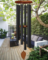 TESECU front view of full 45-inch sympathy wind chime showing hanging hook and tubes