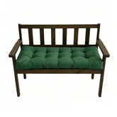 TESICA front view of dark green bench cushion showing neat tufted finish and curb appeal