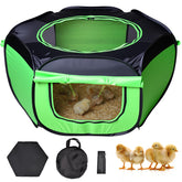 Tetuga brooder box front view showing secure enclosure and easy access benefit
