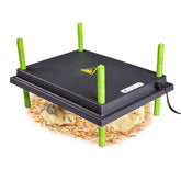 Tetuga front view showing complete 12x16 brooder plate and compact design benefit