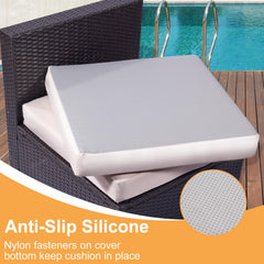 Thankyall non-slip backing and ties keeping cushions secure on furniture