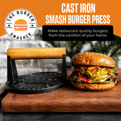 The Burger Smasher flat bottom close-up showing smooth surface for full-contact searing benefit