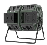 THE GROW'ING front view of compost tumbler showing dual chambers and compact footprint