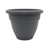 The HC Companies planter front view showing warm gray finish and rolled rim, attractive display benefit