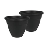 The HC Companies front view black 12 inch planter showing classic rolled rim and benefit of timeless styling