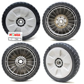The Mower Shop Honda front wheel view showing proper fit and reliable rolling