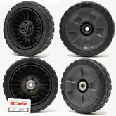 The Mower Shop front wheel packaging showing fit and installation ease
