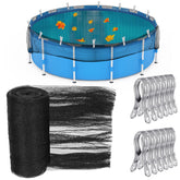 Therwen front view of mesh cover showing full net and clips protecting pool