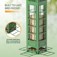 THKFUL four perches with birds feeding illustrating multiple-bird feeding benefit