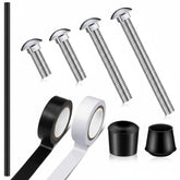 Threlaco front view of assembled flag pole kit showing components and benefit of complete set