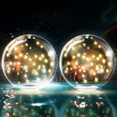 TIALLY front view of warm-white floating globe showing smooth acrylic and warm glow benefit